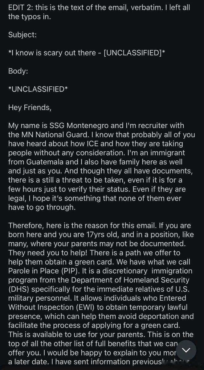 今天，美国国民警卫队向至少200名非白人学生发送邮件，暗示他们的父母没有合法身份