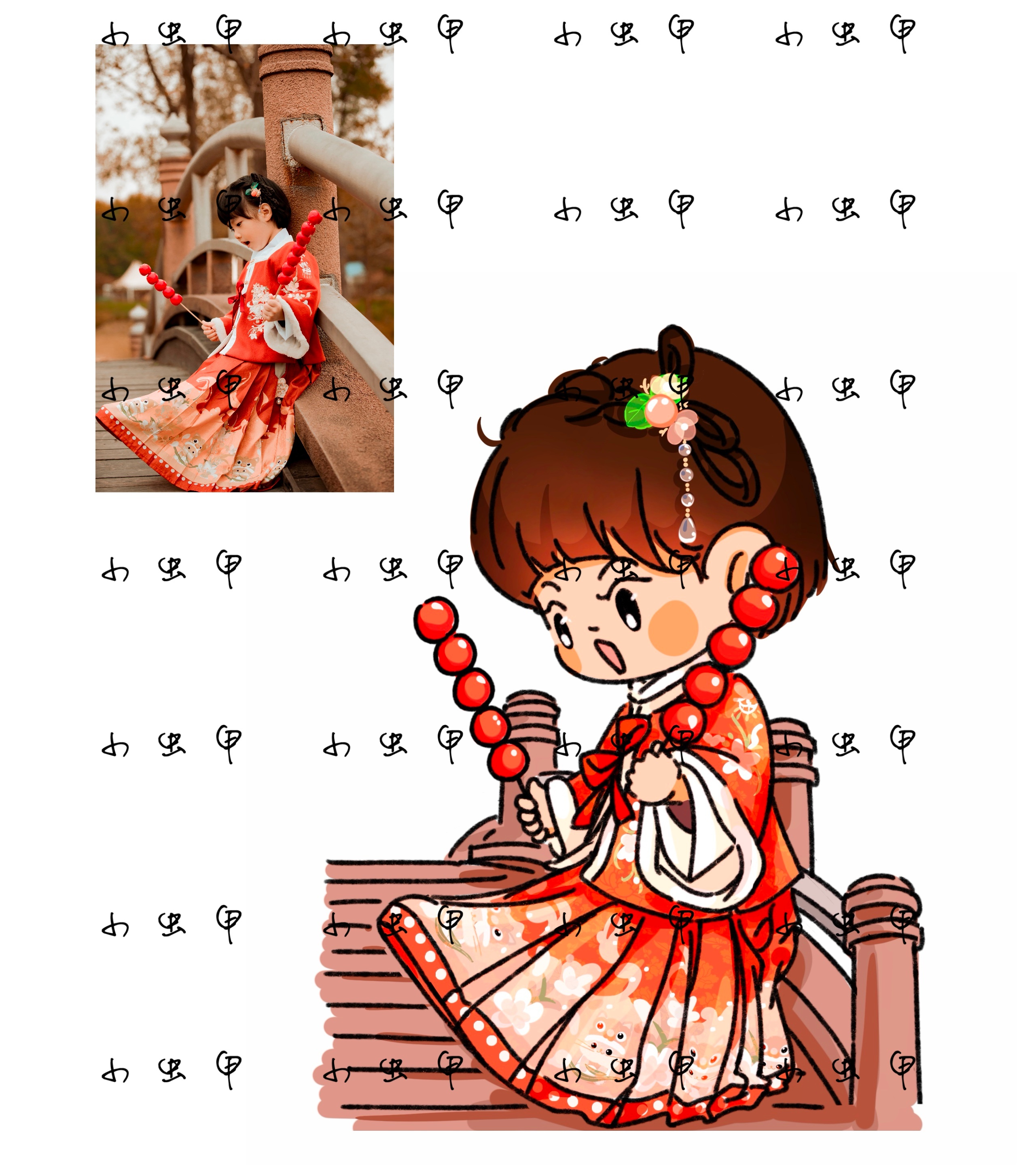 小虫甲约稿 每天都在画画，每天都在工作，画可爱的小朋友好快乐[送花花][送花花]