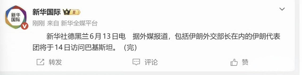 伊朗代表团飞巴基斯坦，表面是外交访问，实则是给“谈崩边缘的伊美协议”做最后的监工