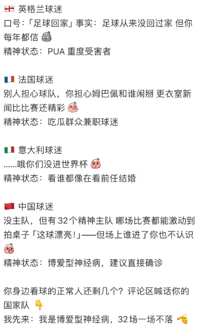 不同球迷的看球人格世界杯我的幽默灵感片场