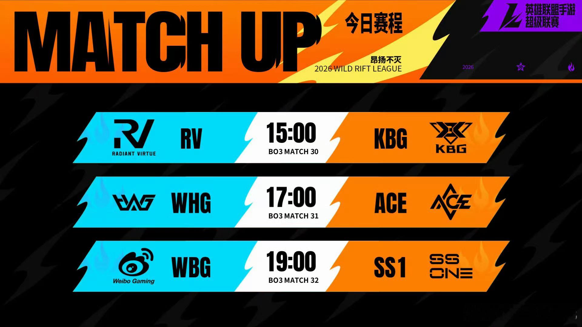 2026WRL秋季赛 常规赛W4D3【对阵&首发名单】⭐15:00  RV   