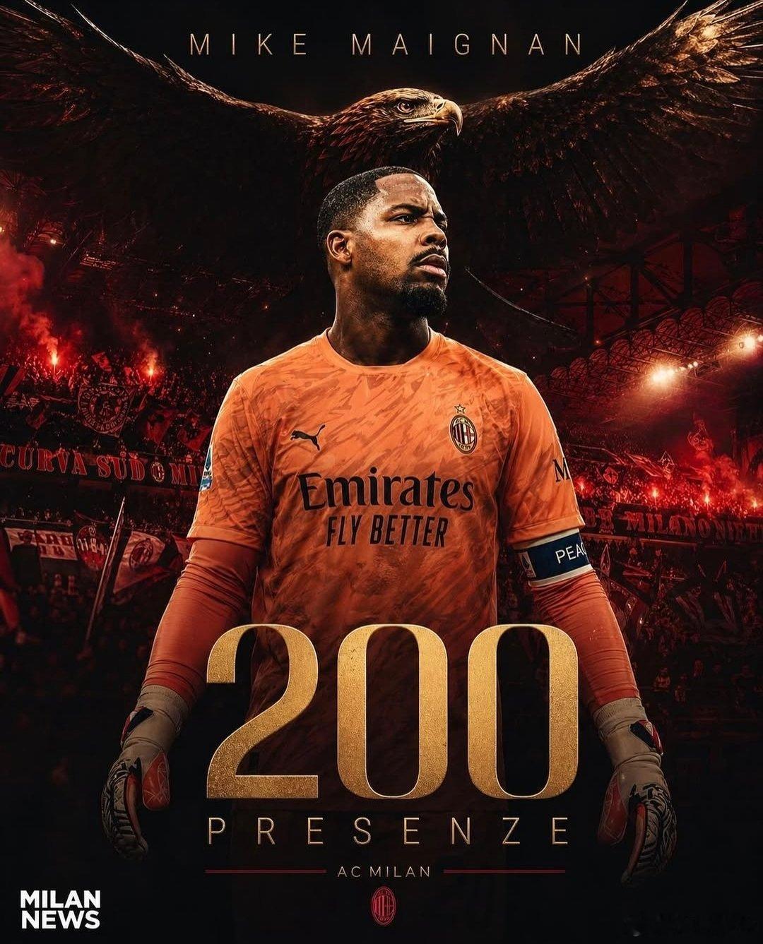 迈尼昂代表米兰出场200次，迈克队长！本赛季阿莱格里到来之后，迈尼昂应该是状态变