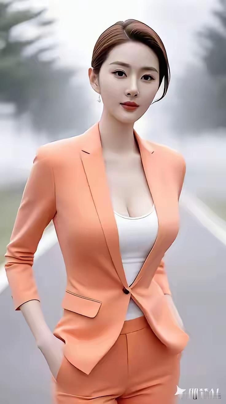 橙色西装暴击！优雅与气场全开，这身造型让人心动又惊艳，职场女神范儿拿捏得刚刚好！