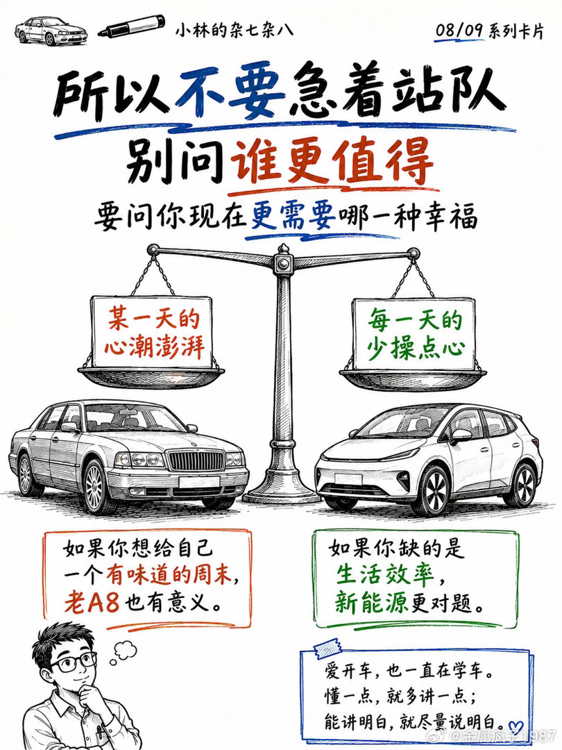 老 A8 和新车，都十来万，选哪个？老A8最值得买的不是车，而是那一天；新能源最