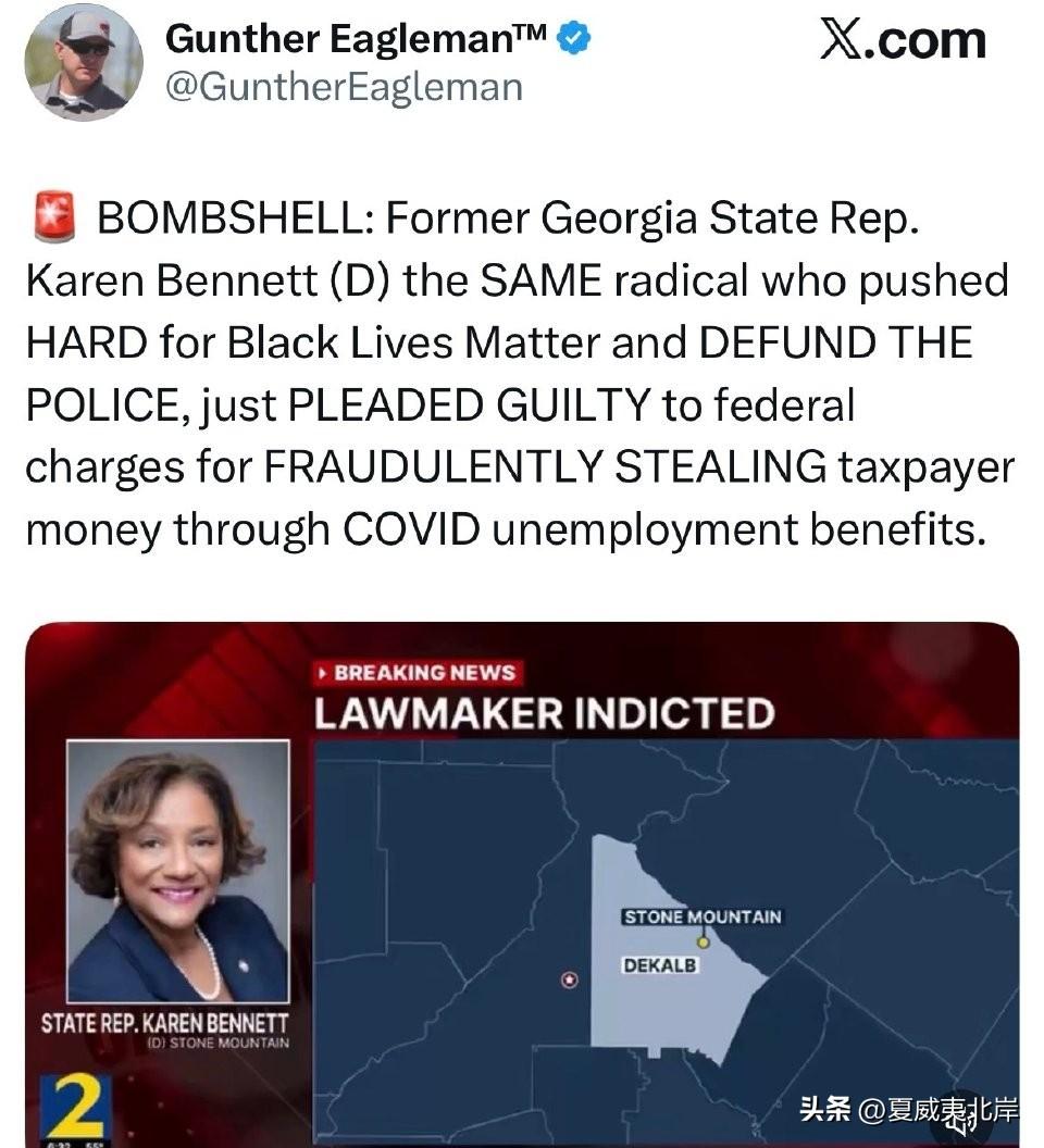 📢 重磅炸弹：前佐治亚州众议员Karen Bennett（民主党人）——正是那