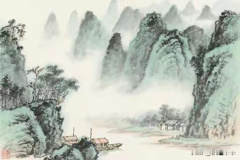 上联：翠岭含烟藏古渡
下联：碧水茫茫舟自横
