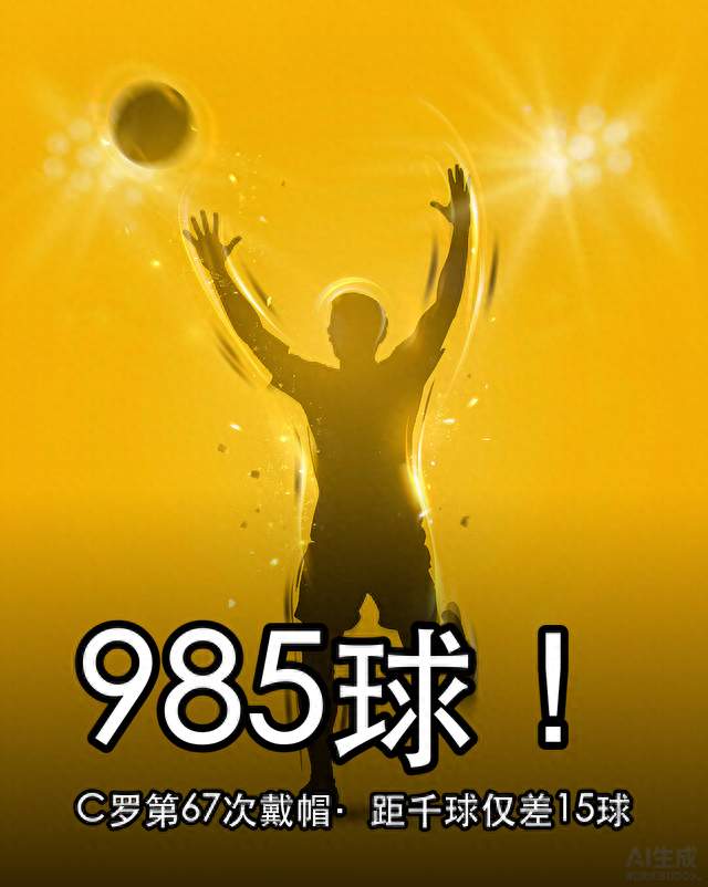 41岁985球！C罗再戴帽距千球仅差15球