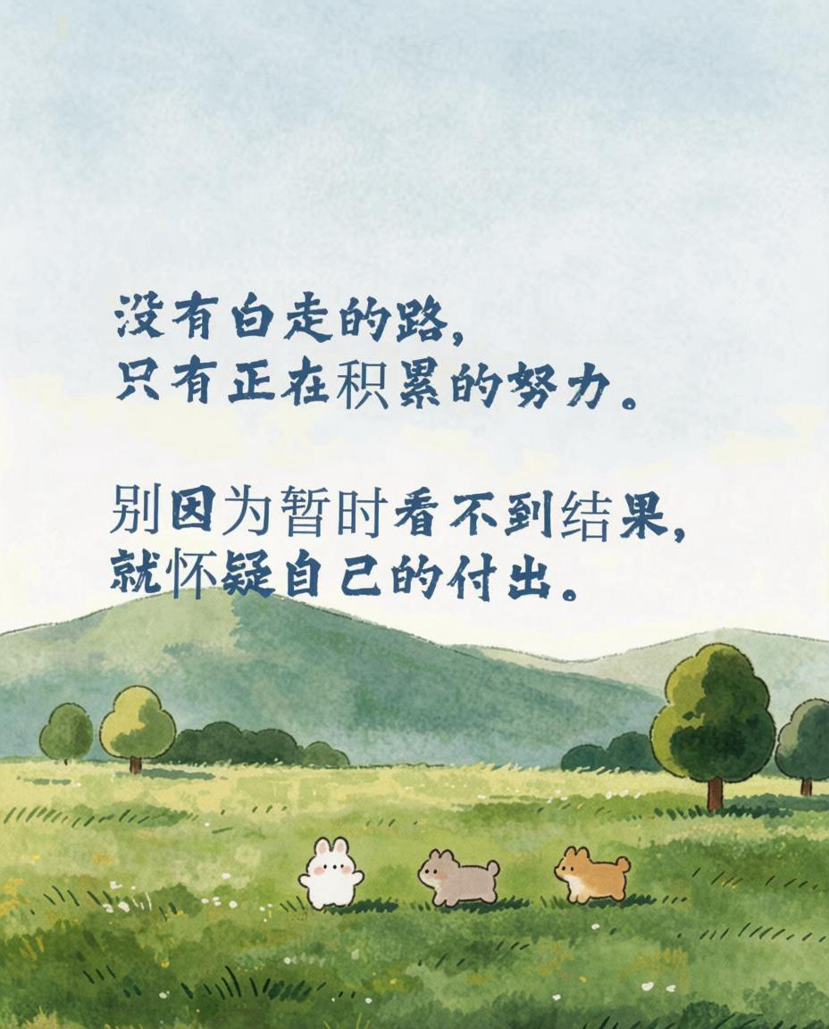 没有白走的路，只有正在积累的努力。 