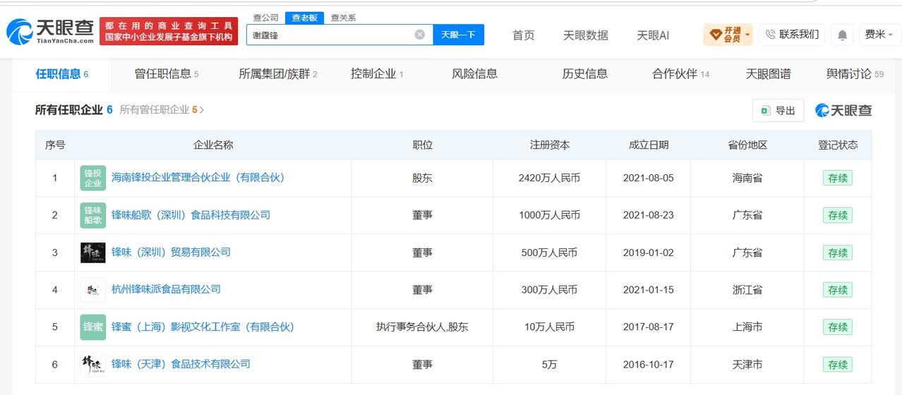 谢贤谢霆锋无商业关联
谢霆锋名下关联多家企业谢贤去世
据媒体报道，一代红星“四哥