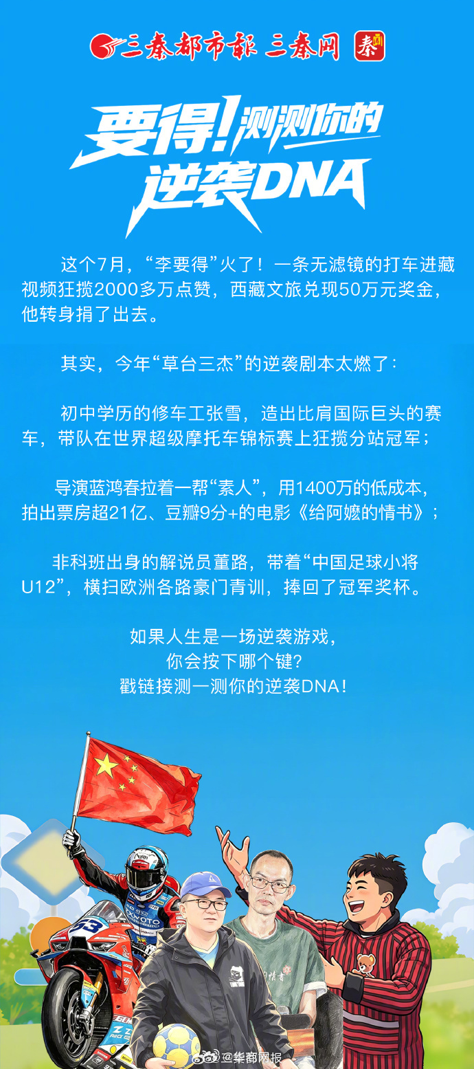 #测测你的逆袭DNA# 这个7月，“李要得”火出圈了！一条无滤镜的打车进藏视频狂