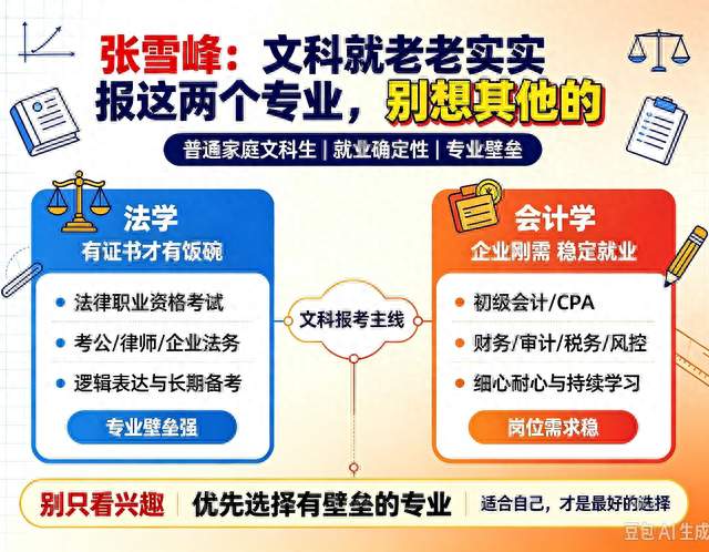张雪峰：文科就老老实实报这两个专业，别想其他的
