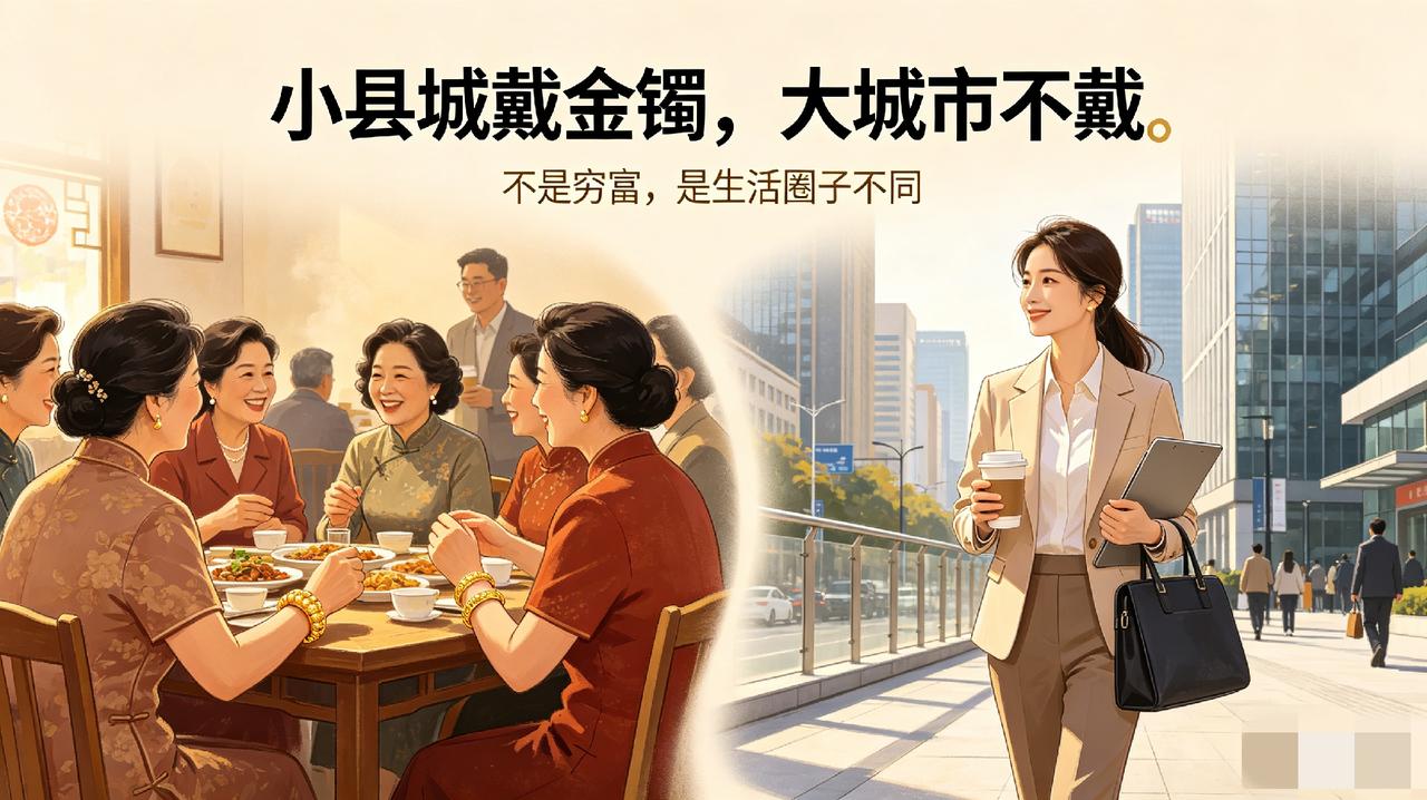 小县城人人戴金手镯，为啥大城市白领几乎不戴？
 
不知道大家发现没，小县城基本人