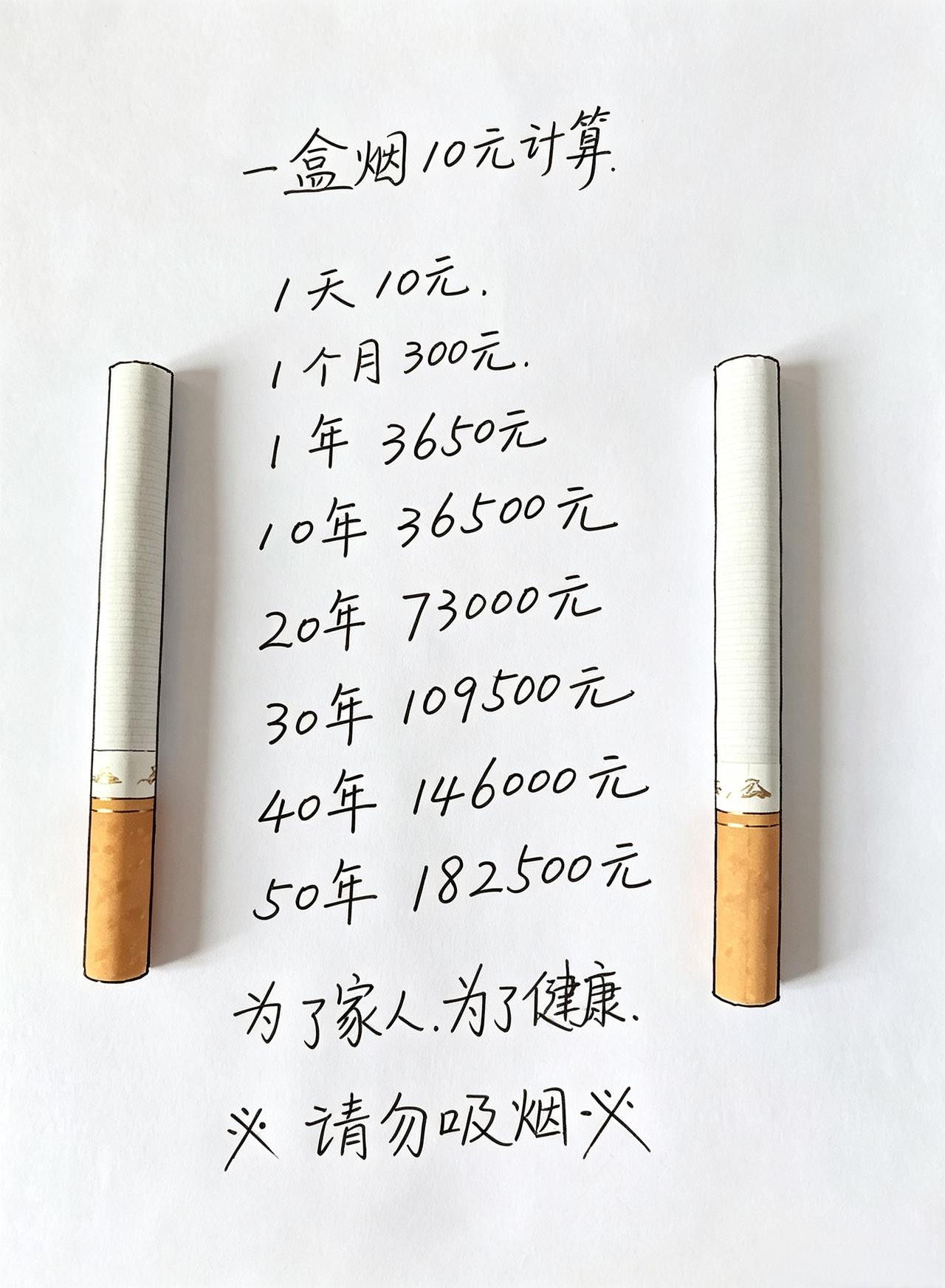 今天看到这张算账图，瞬间沉默了。
 
真的别小看抽烟这点小钱，一天一包十来块，平