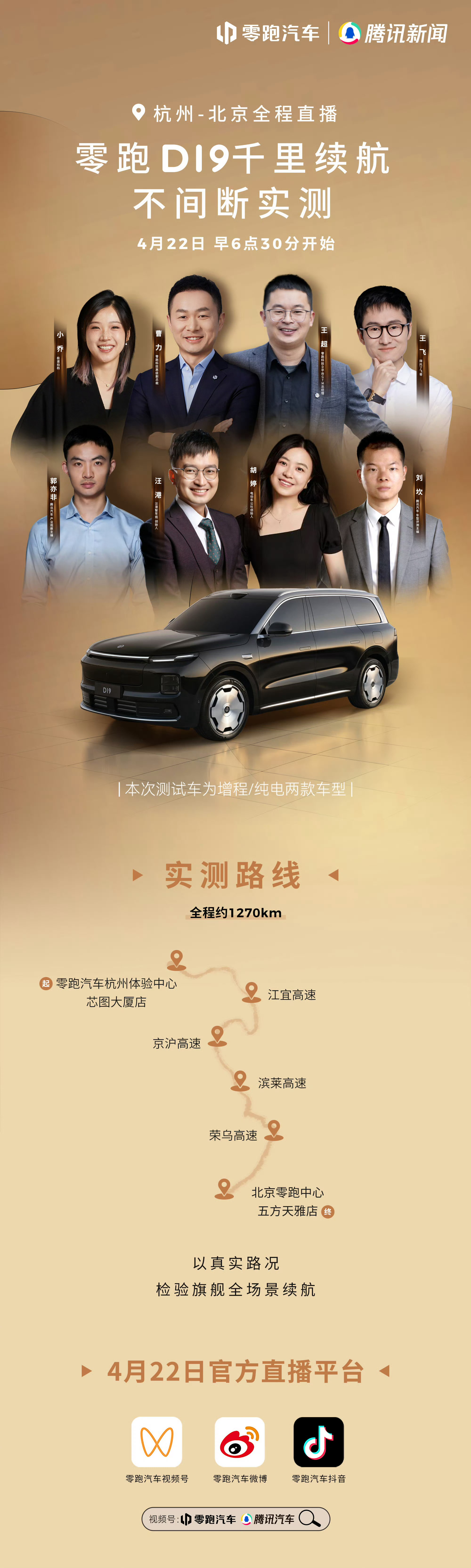 零跑D19零跑也来测续航了！杭州干到北京，近1300公里不间断实测￼￼￼。明天早