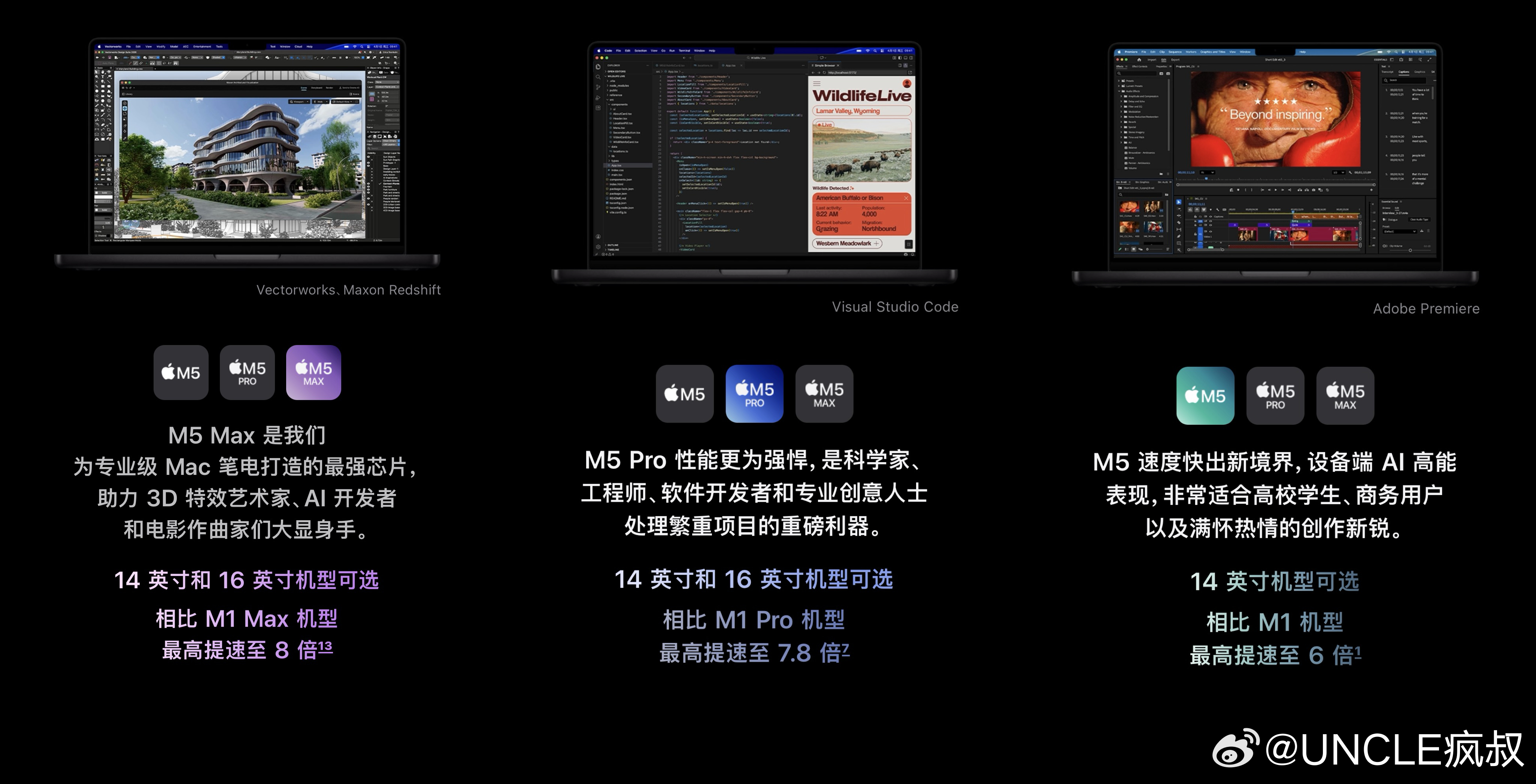 看了下新款M5 Pro/Max处理器的升级，总结：-首次采用融合架构两颗3nm晶