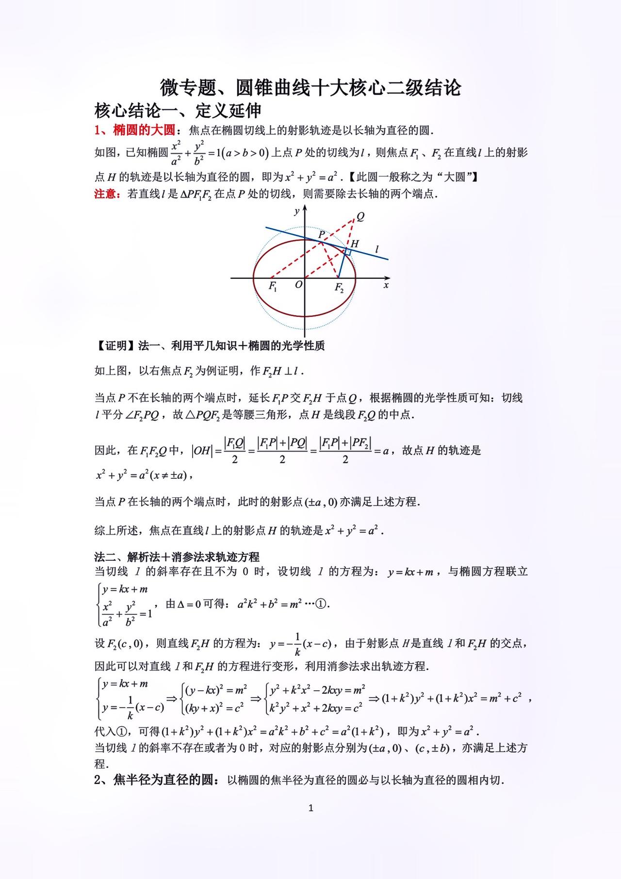 圆锥曲线十大解题技巧#关注我每天坚持分享知识 #高考数学解题技巧 #每天学习一点