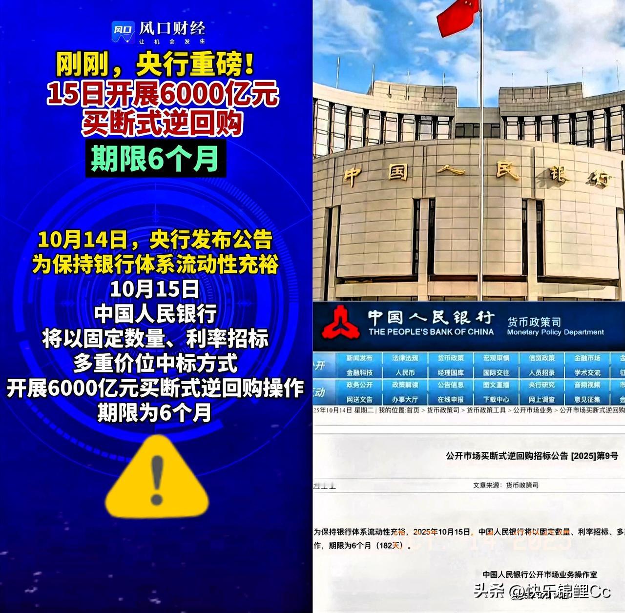 没想到，
今天真是冲高跳水后，
央妈的重宠爱来了！

今天央行又干了一件大事，1