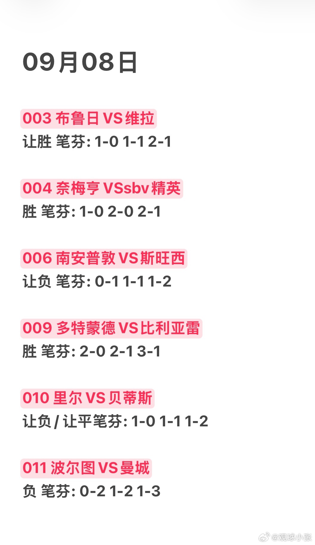 09月08日，好运会降临在爱上自己的每一刻[彩虹屁][彩虹屁]布鲁日VS维拉，多