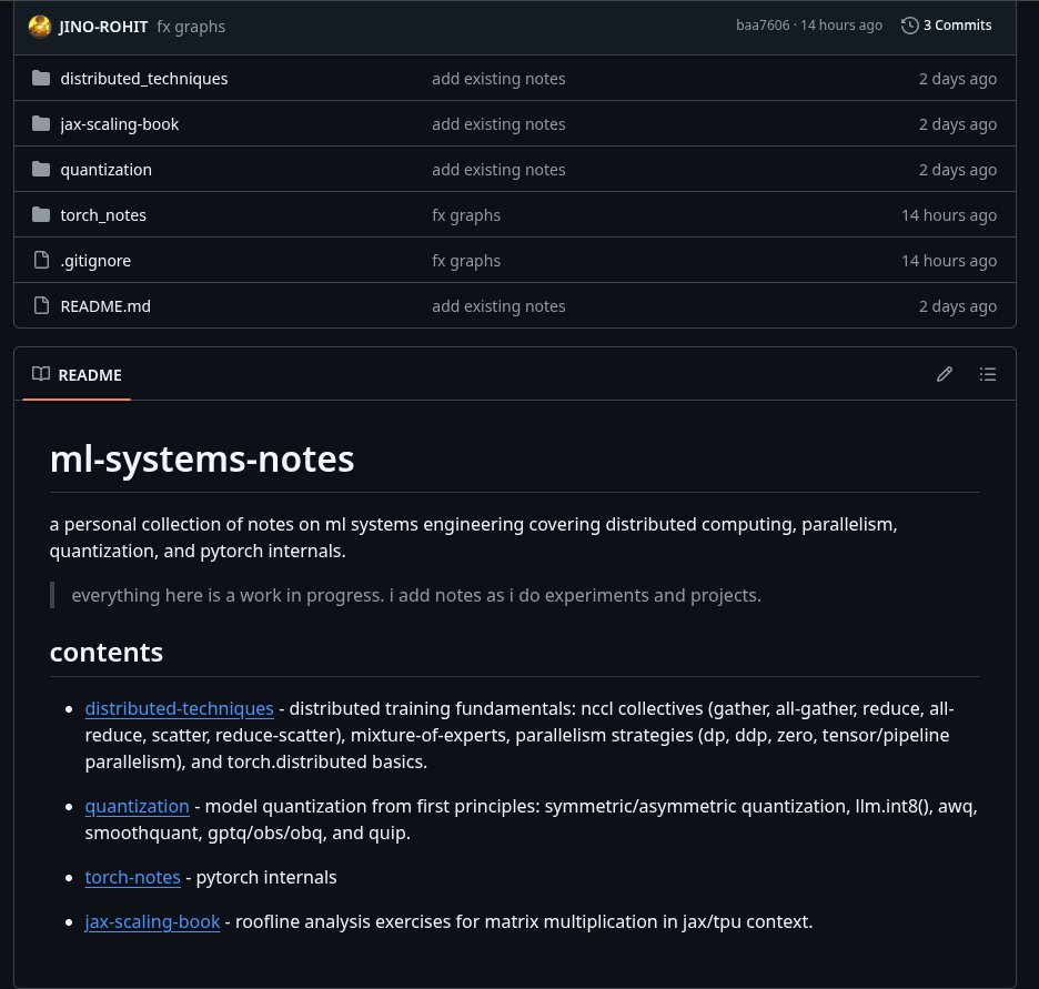 一份机器学习系统笔记地址：github.com/JINO-ROHIT/ml-sy