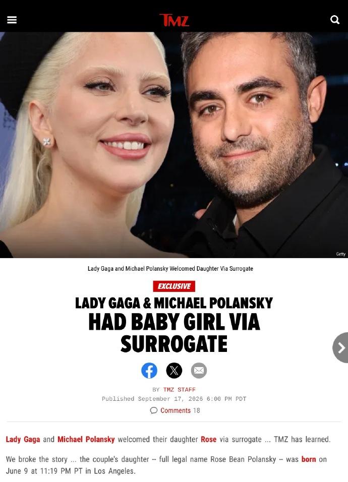 据TMZ独家报道，Lady Gaga 与未婚夫 Michael Polansky