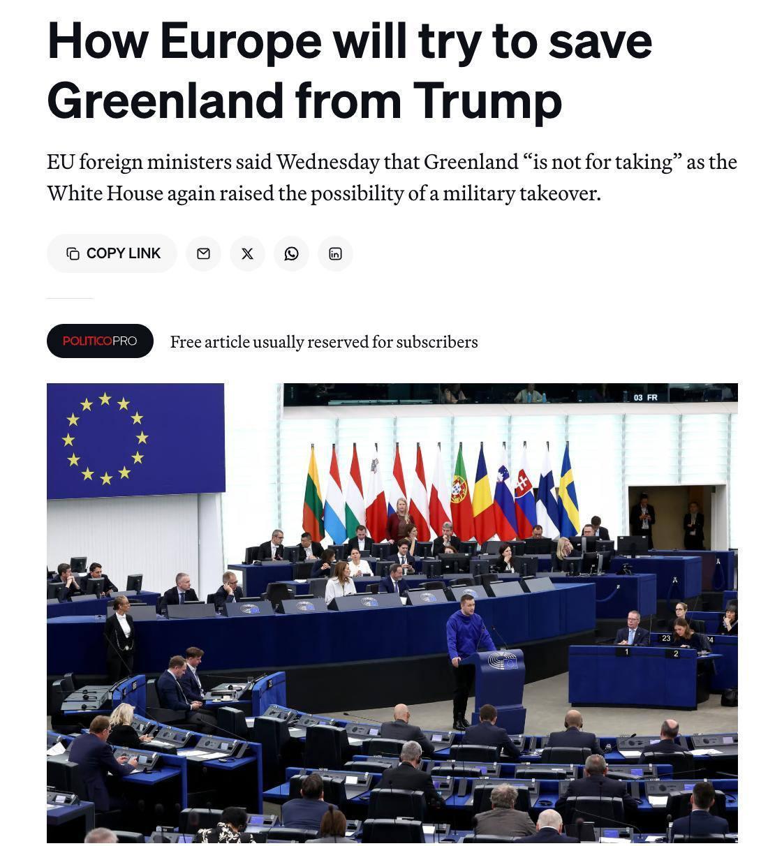 欧洲正为“与特朗普的直接对抗”做准备， Politico 报道称。

该媒体援引