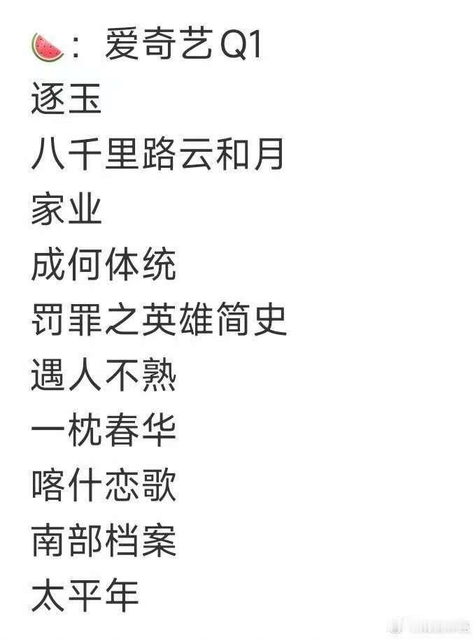 爱奇艺q1排播剧集，可以可以，