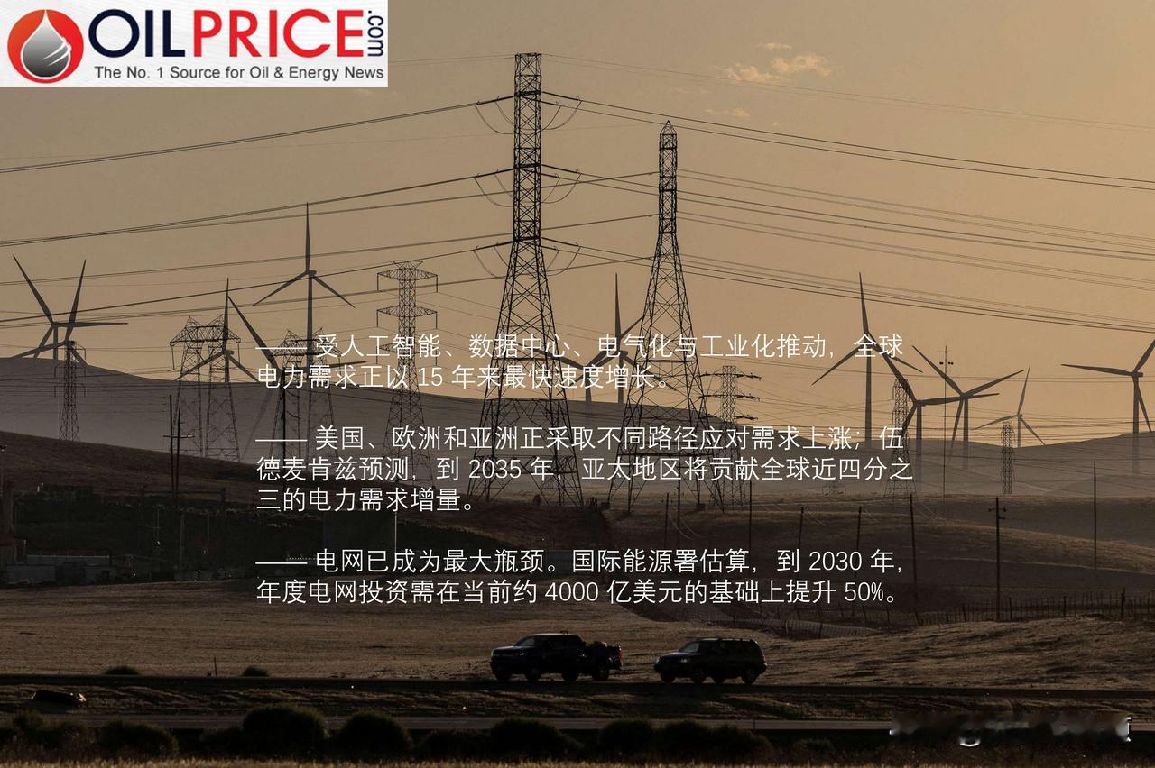 电力需求激增，电网建设跟不上节奏

主要发达市场电力需求历经多年停滞之后，随着数