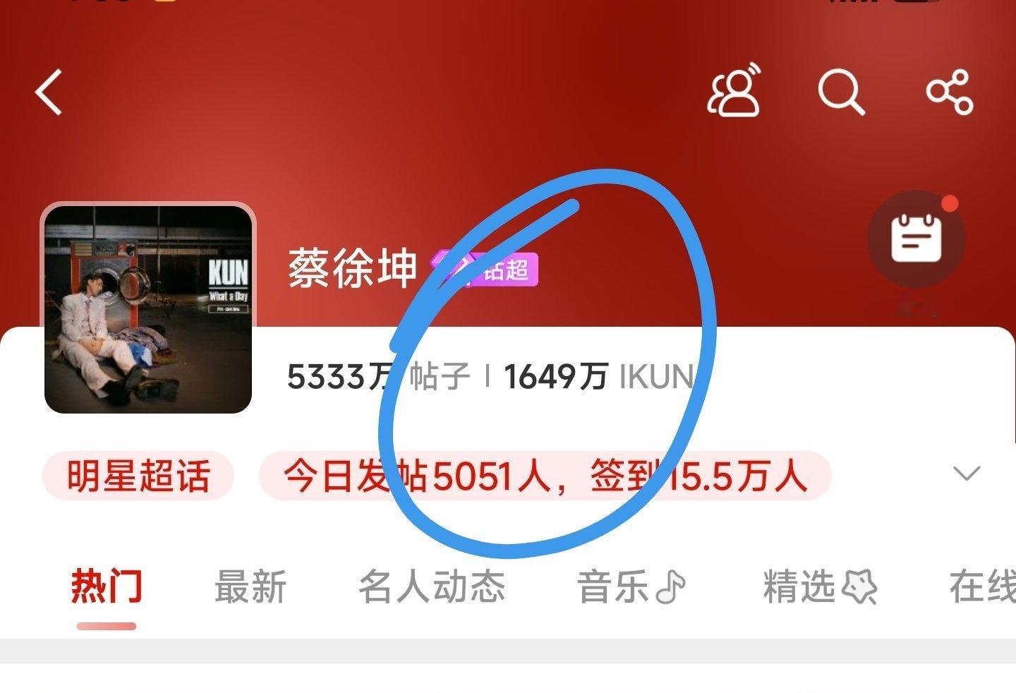 纵观整个内娱，超话人数最多的就是蔡徐坤！其实这也不算什么，当年刚出道就秒了内娱所