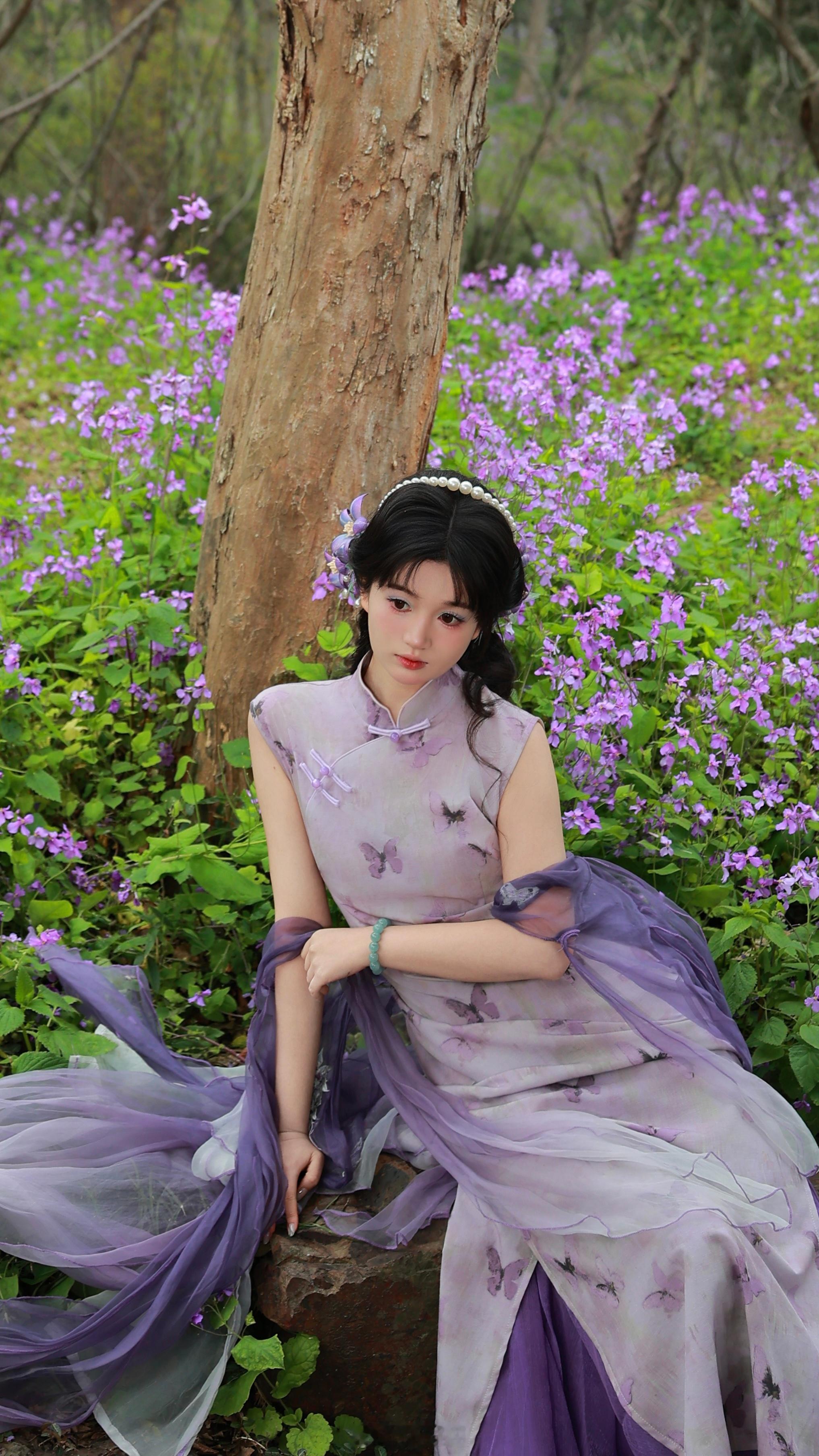 一年拍一次二月兰非常特别的旗袍妆造make up ：霁忆安 