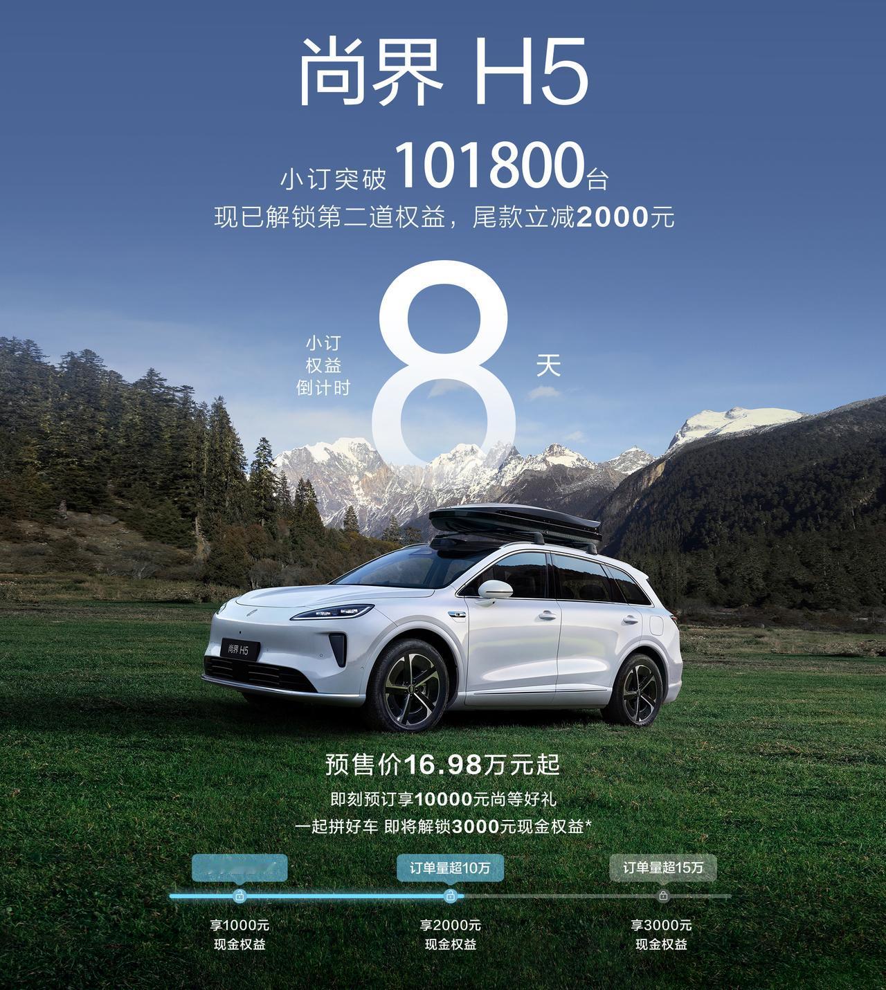 【尚界H5订单破10万！9月底正式上市】最近尚界官方发布了尚界H5的最新订单数据