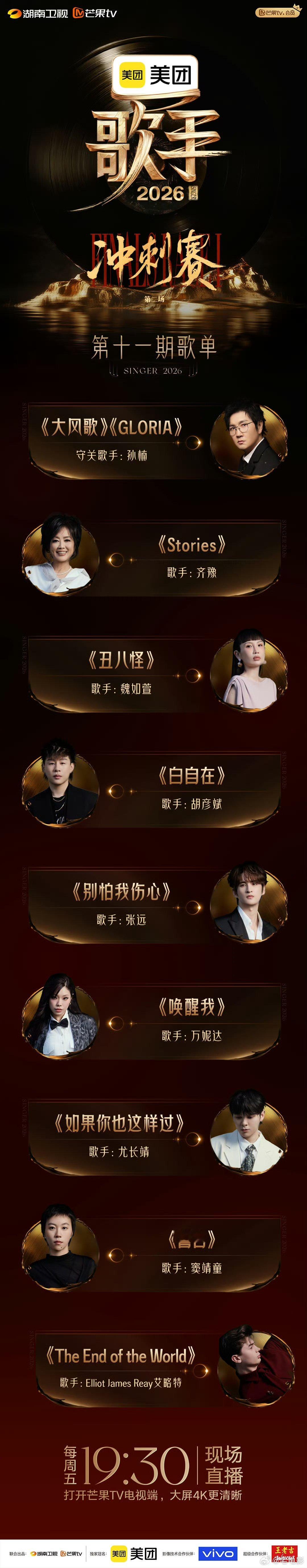 孙楠若守关成功将淘汰两位歌手今晚看点直接拉满，孙楠携两首曲目发起冲击，八位在线歌