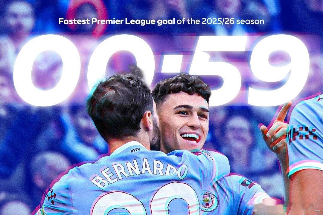 今晚进行的英超联赛第13轮曼城主场对阵利兹联的比赛，曼城中场福登开场不到1分钟接