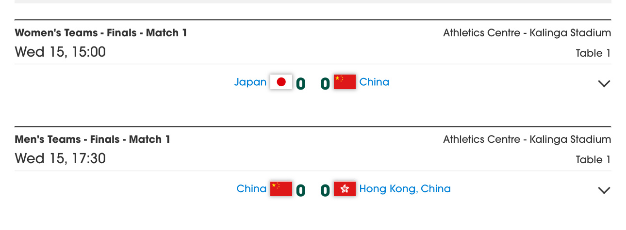 2025乒乓球亚锦赛 10月15日赛程17:30  女团决赛 中国🇨🇳vs日
