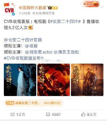 cvb发布《长安二十四计》全集28集，首播收视5.2亿人次 