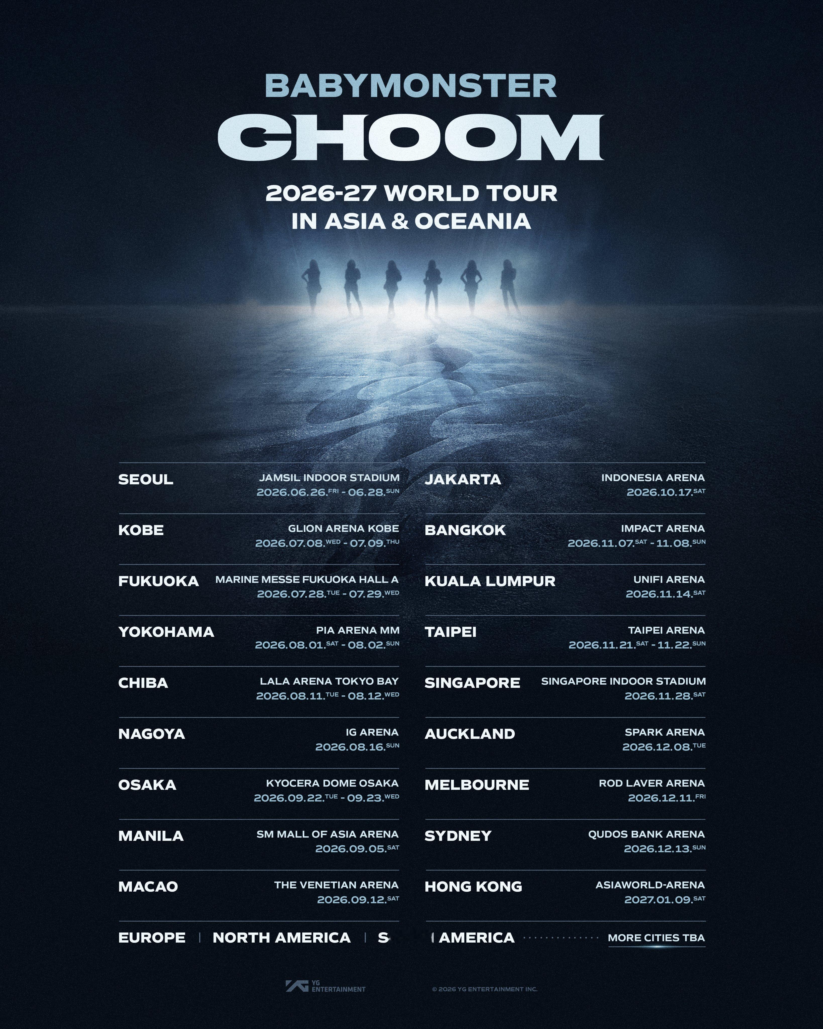 BABYMONSTER《CHOOM》世巡场次预告中国澳门：2026.09.12中