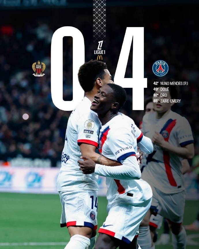 #巴黎各项赛事进球破百#法甲第27轮，尼斯坐镇主场安联里维耶拉球场迎战巴黎圣日耳