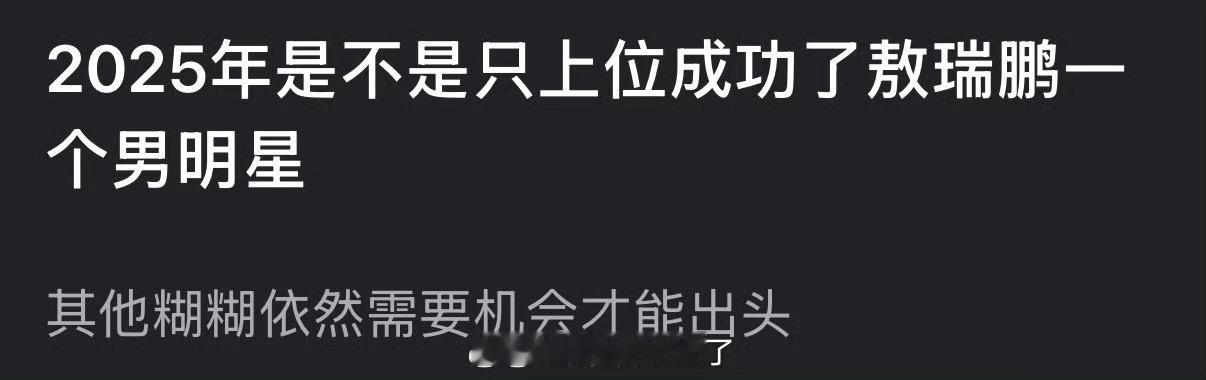 2025年是不是只上位成功了敖瑞鹏一个男明星？ 