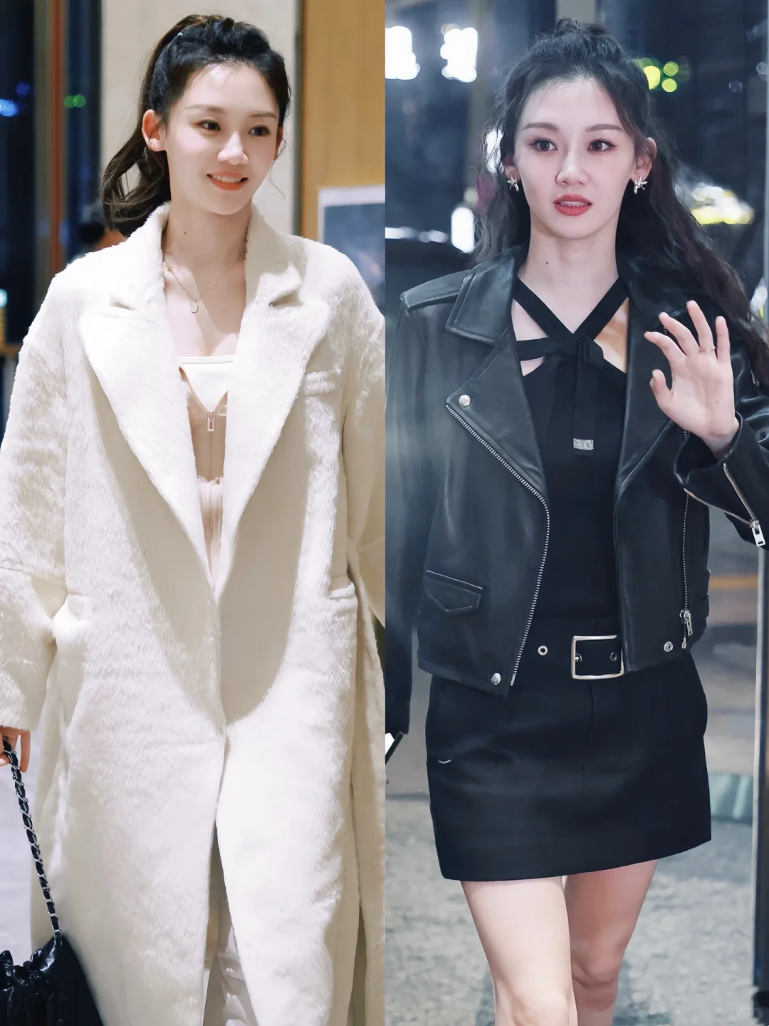 苗苗浪姐上班路透 一黑一白好有反差感！