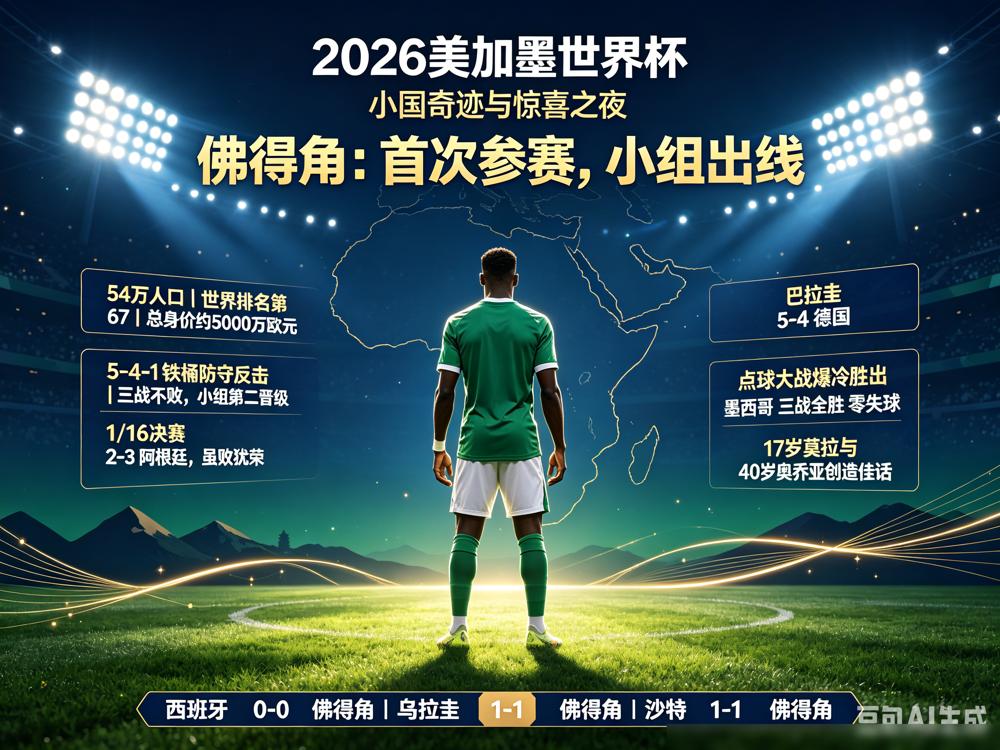 2026世界杯，有个国家叫佛得角。
人口54万，世界排名67。
这么个小地方，把