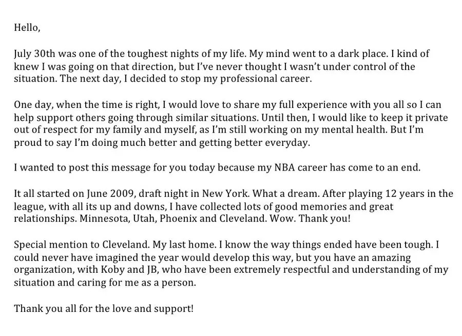 ❤️#卢比奥退役#今日，在NBA已征战12个赛季的西班牙球星卢比奥在推特发布长文