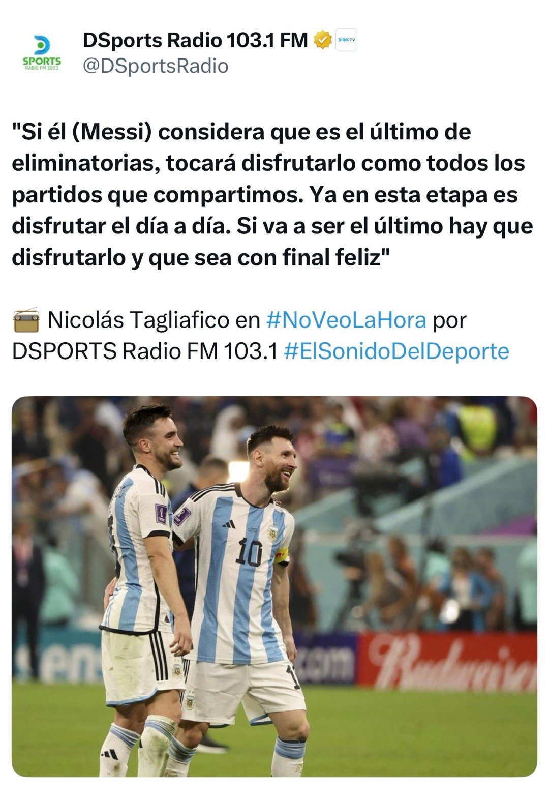🇦🇷塔利亚菲科：如果梅西认为这是他国家队的最后一场主场世预赛（正赛），那么在