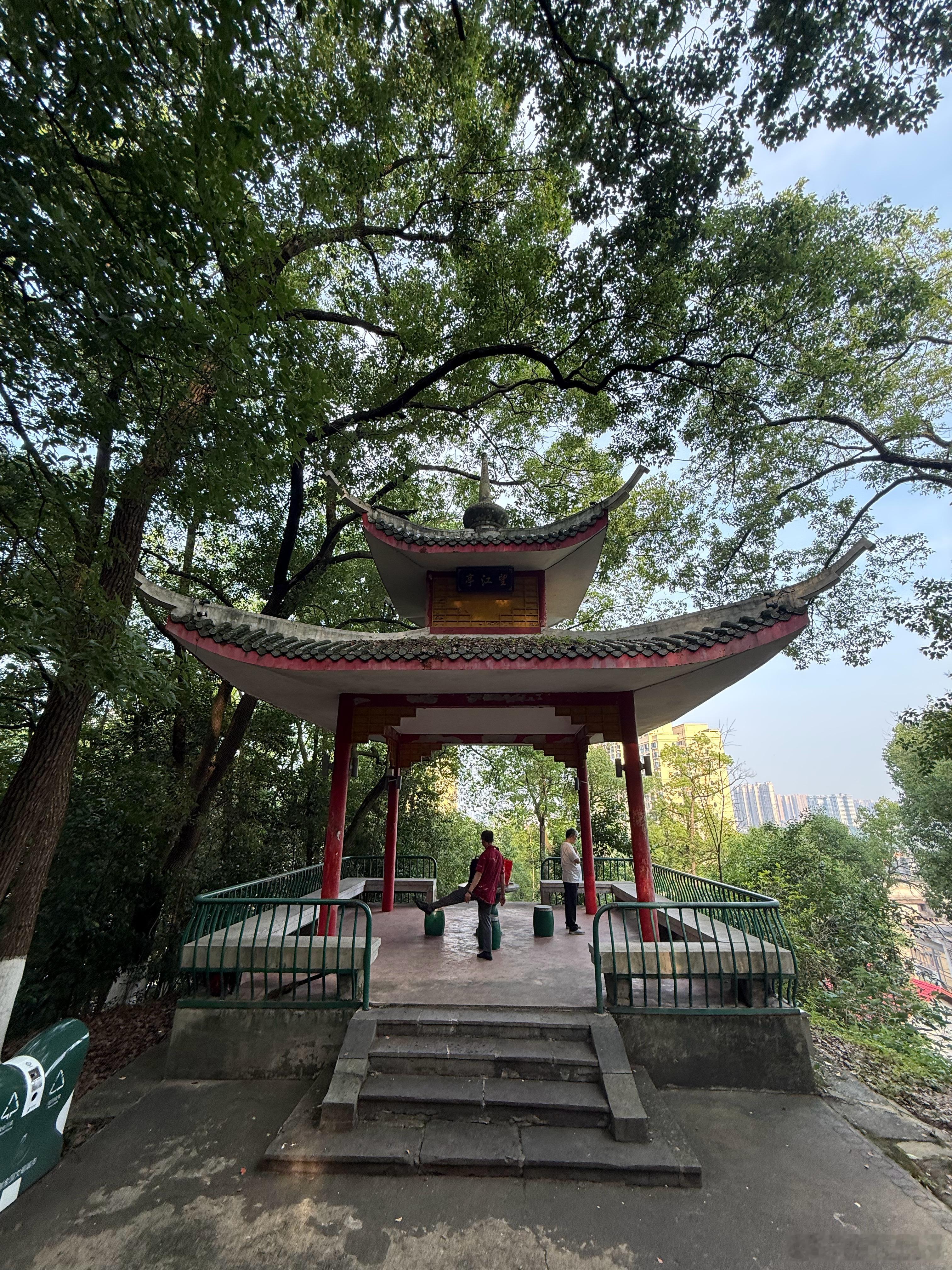 东塔公园的望江庭。因为树叶遮盖的问题只能看到一点点的资水江面。个人认为应该在东塔