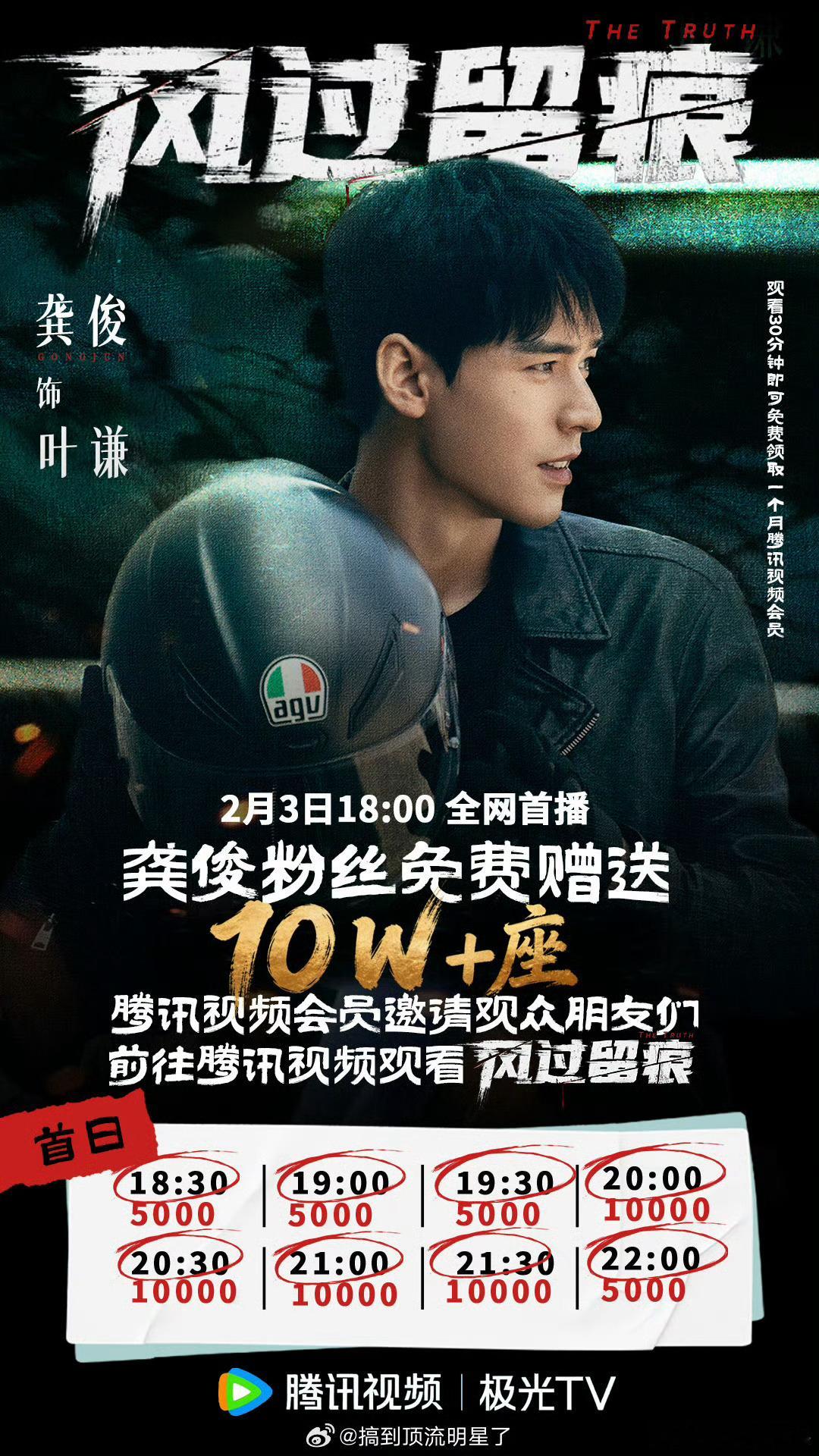 龚俊粉丝云包场10w免费赠送，18:00欢迎大家来腾讯视频观看《风过留痕》 叶谦