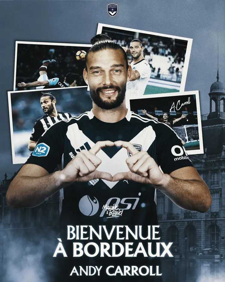 官方消息，利物浦旧将安迪-卡罗尔加盟法国第四级别球队波尔多。据此前法国足协官方消