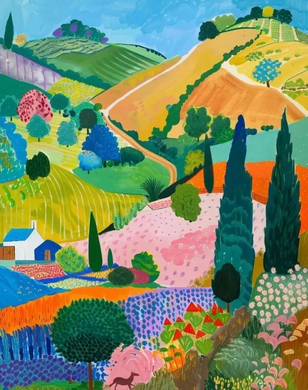 英国艺术家大卫・霍克尼（David Hockney）绘画作品欣赏风景油画原创 ​