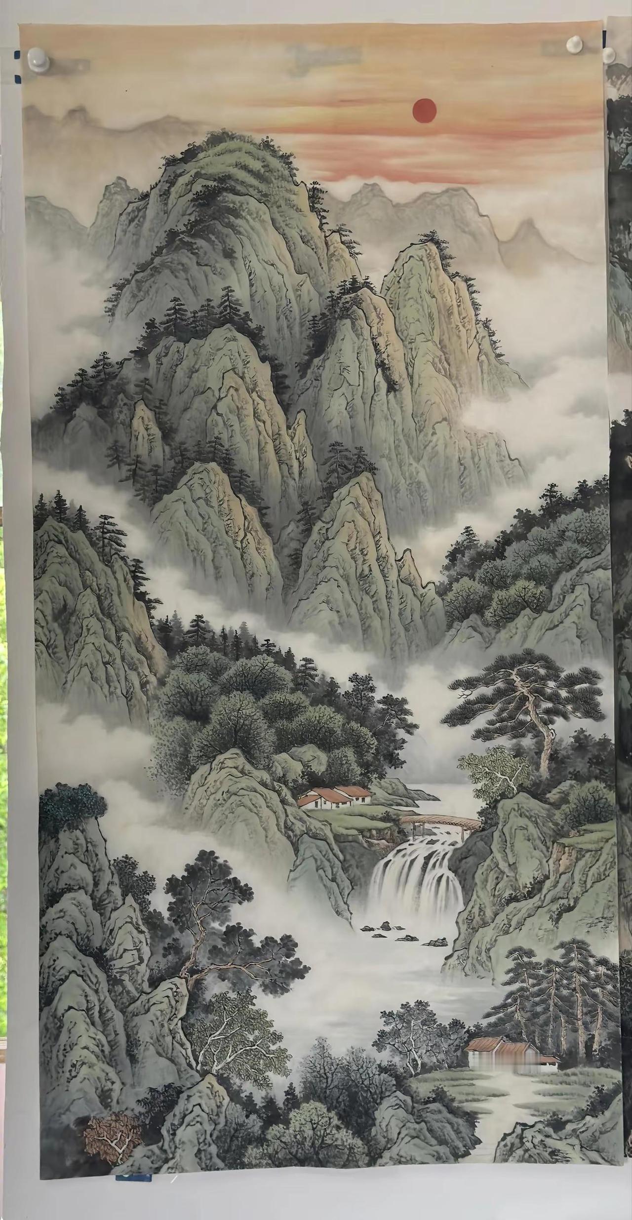 松泉迎晖。写意山水创作者中心 创作灵感 国画之美 感受国画的意境之美