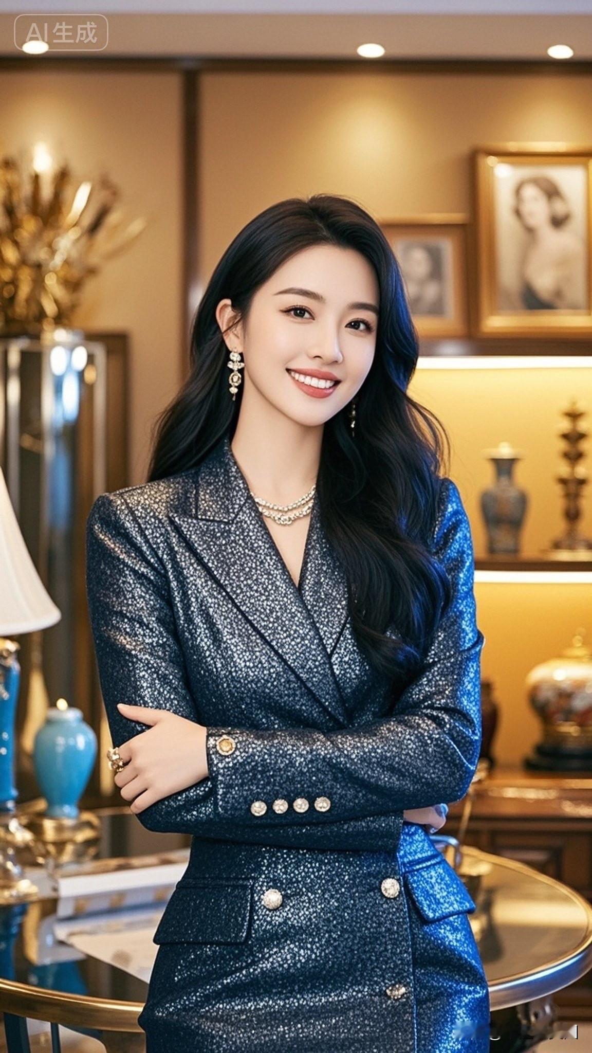 镜中人影动，笑语入画来。