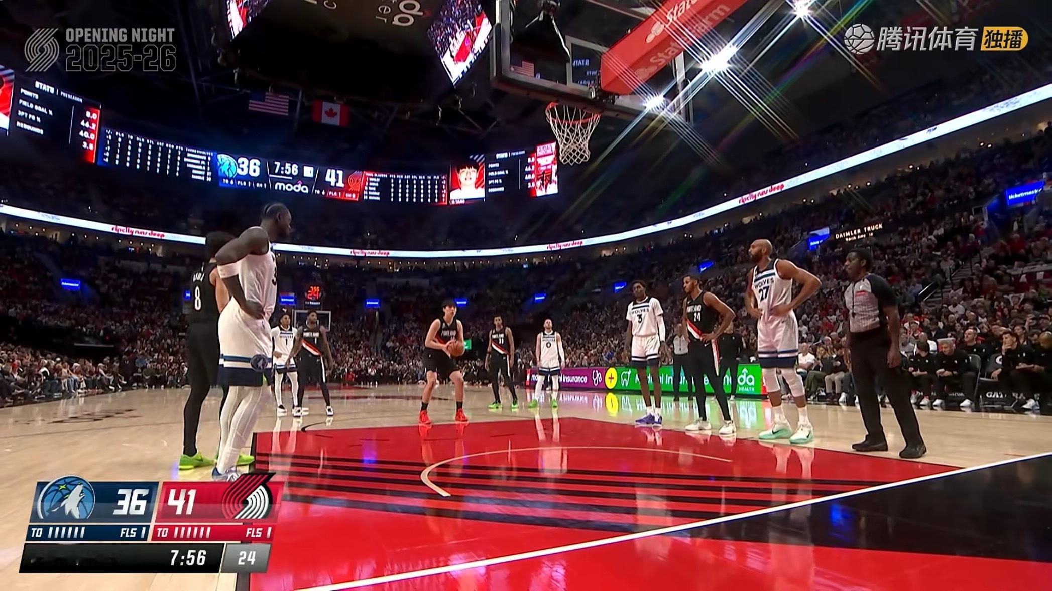 杨瀚森NBA正式比赛的第一分来了！！两罚命中杨瀚森常规赛首秀 ​​​