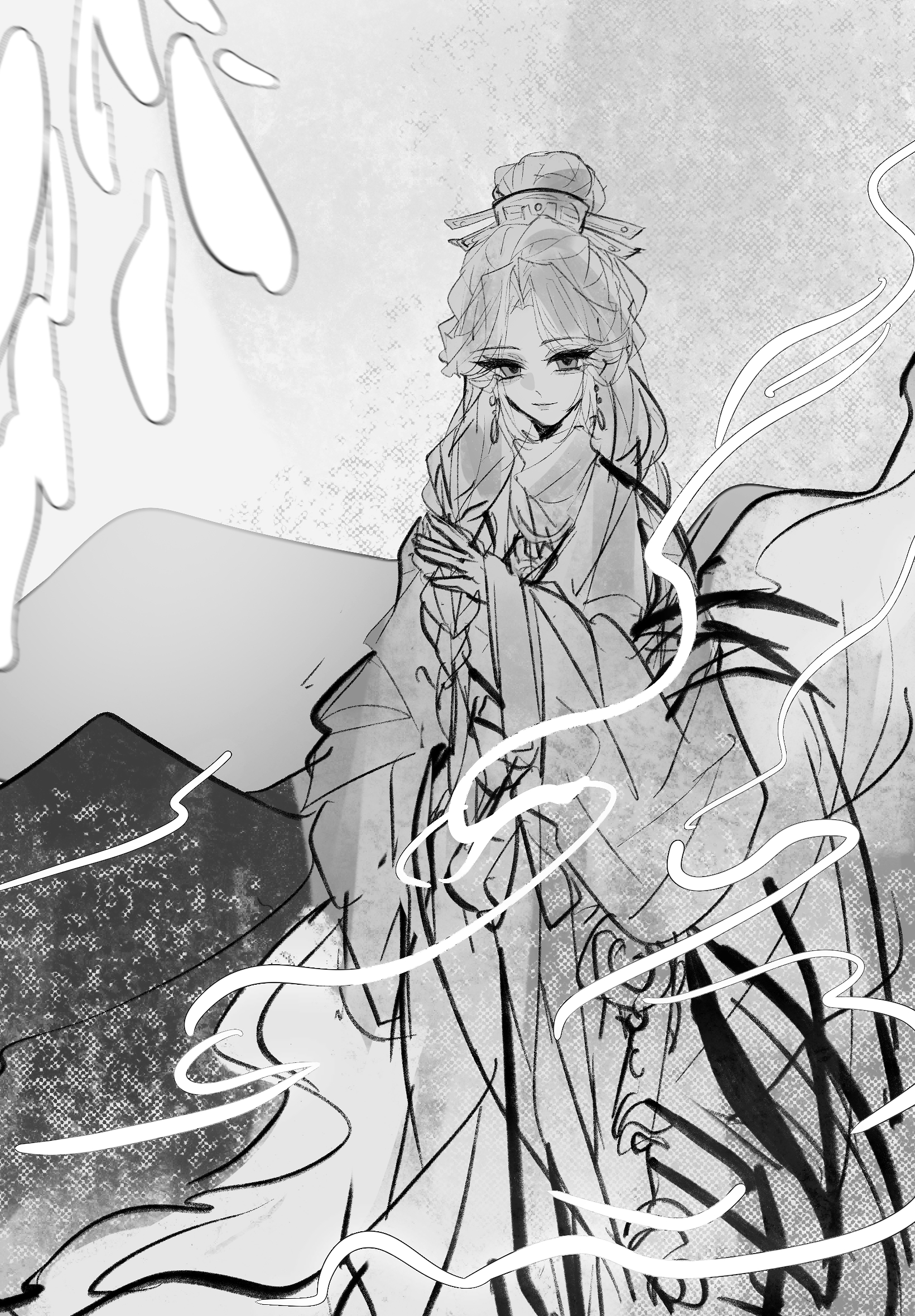 4137【投稿】“蘅芜烧尽魂来否，望断仙音，一片晚云秋。”尝试约了一个新画风的钗