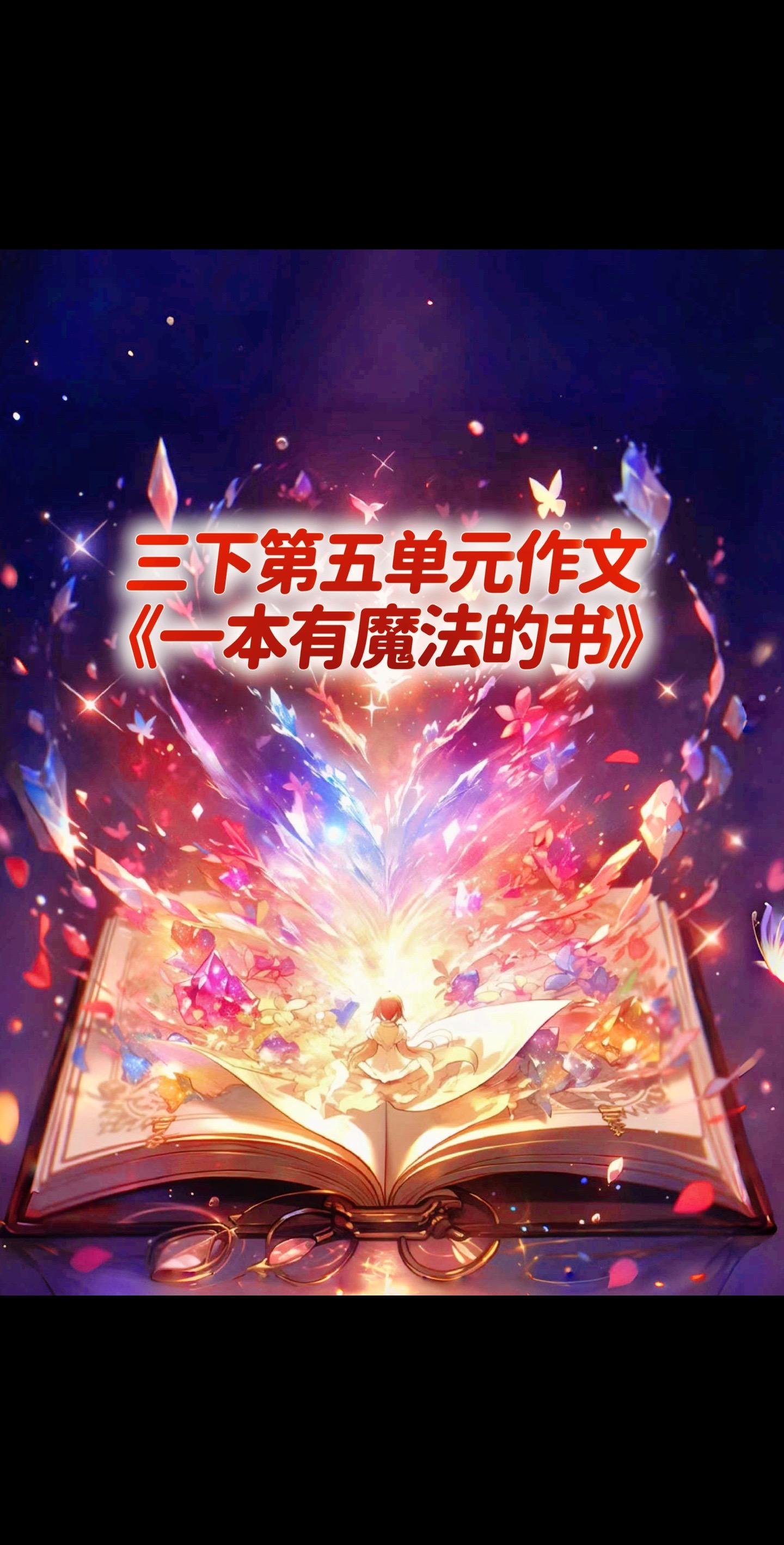 宝妈们，小学三年级下册第五单元作文《一本有魔法的书》～～～，让孩子背下来，面对考试像抄题一样简单！
